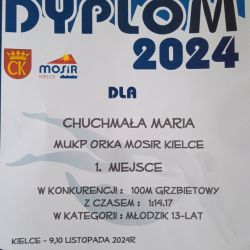 I m. st. grzbietowym na dystansie 100m