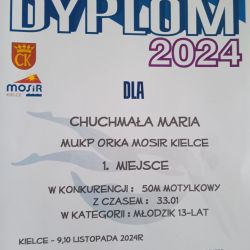  I m. na dystansie 50m st. motylkowym