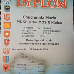 1 miejsce za 200 st. grzbietowym